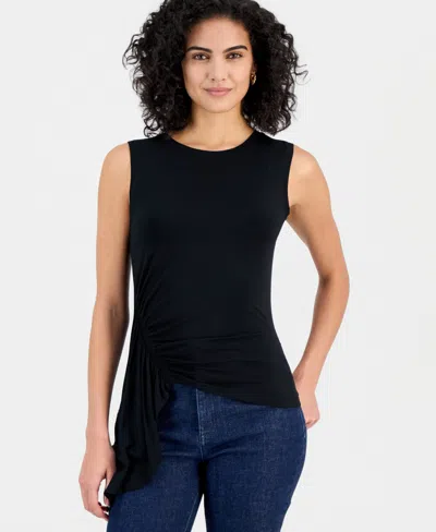 Inc International Concepts Women's Luxe Layering Side-ruffle Tank, Macy's Exclusive In Black