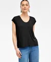 Inc International Concepts Women's Luxe Layering Top, Exclusively At Macy's In Deep Black