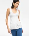 Inc International Concepts Women's Luxe Scoop-neck Tank Top, Exclusively At Macy's In Bright White