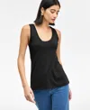 Inc International Concepts Women's Luxe Scoop-neck Tank Top, Exclusively At Macy's In Deep Black