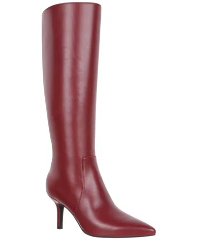Inc International Concepts Women's Mckennaa Wide-calf Pointy Toe Boots, Macy's Exclusive In Burgundy
