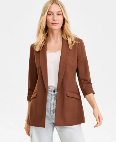 Inc International Concepts Womens Menswear Blazer P Xs 4x Created For Macys In Brown