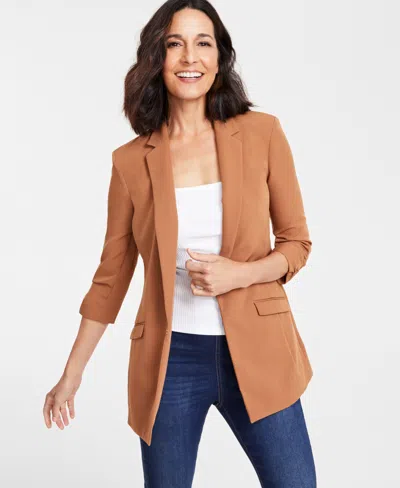 Inc International Concepts Women's Menswear Blazer, Created For Macy's In Brown Saira