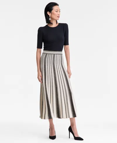 Inc International Concepts Women's Metallic Contrast Pleated Sweater Skirt, Macy's Exclusive In Multi
