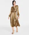 INC INTERNATIONAL CONCEPTS WOMEN'S METALLIC PLEATED MIDI DRESS, CREATED FOR MACY'S