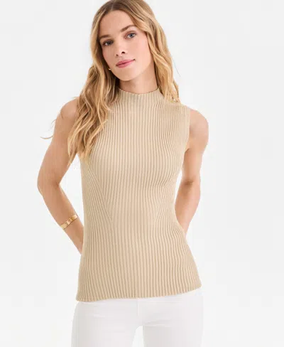 Inc International Concepts Women's Metallic Rib-knit Sleeveless Sweater, Macy's Exclusive In Brown