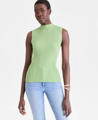 Inc International Concepts Women's Metallic Rib-knit Sleeveless Sweater, Macy's Exclusive In Green