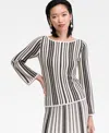 Inc International Concepts Women's Metallic Stripe Boat-neck Sweater, Macy's Exclusive In Black
