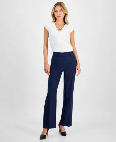 Inc International Concepts Women's Mid-rise Bootcut Pants, Short Lengths, Exclusively At Macy's In Indigo Sea