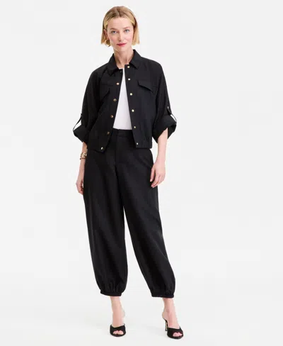 Inc International Concepts Women's Mid Rise Drapey Pants, Macy's Exclusive In Black