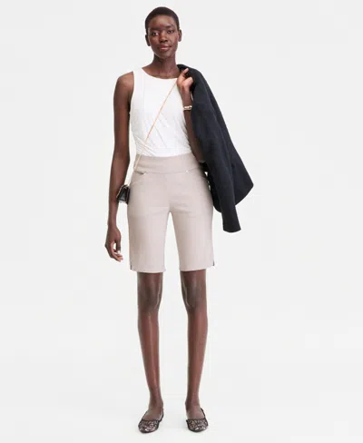 Inc International Concepts Women's Mid Rise Pull-on Bermuda Shorts, Created For Macy's In Neutral
