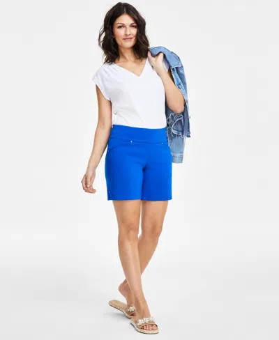 Inc International Concepts Women's Mid Rise Pull-on Shorts, Created For Macy's In Intense Cobalt