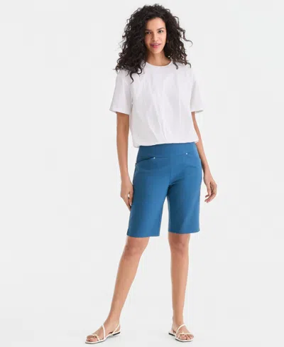 Inc International Concepts Women's Mid Rise Pull-on Bermuda Shorts, Created For Macy's In Blue