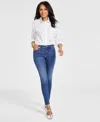 Inc International Concepts Women's Mid-rise Pull-on Skinny Jeans, Created For Macy's In Medium Indigo