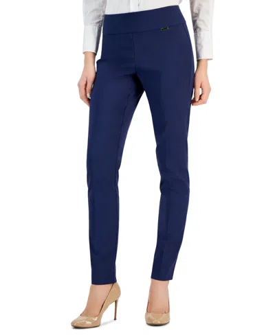 Inc International Concepts Mid-rise Petite Tummy-control Skinny Pants, Petite & Petite Short, Created For Macy's In Indigo Sea