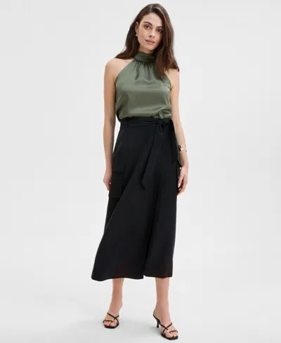 Inc International Concepts Women's Midi Wrap Skirt, Exclusively At Macy's In Deep Black