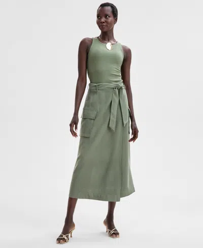 Inc International Concepts Women's Midi Wrap Skirt, Exclusively At Macy's In Olivine