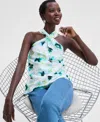 Inc International Concepts Women's Mock-neck Halter Top, Exclusively At Macy's In Leah Blooms