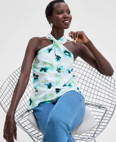 Inc International Concepts Women's Mock-neck Halter Top, Exclusively At Macy's In Leah Blooms