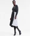 Inc International Concepts Women's Multi-stripe Surplice-neck Midi Dress, Macy's Exclusive In Black