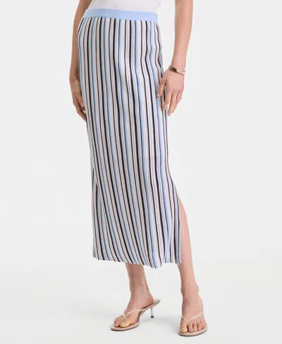 Inc International Concepts Women's Multi Stripe Sweater Skirt, Macy's Exclusive In Blue