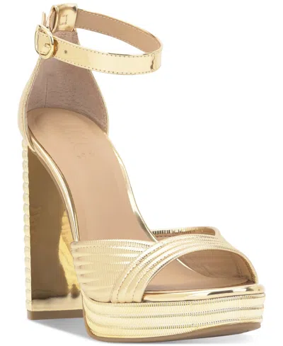 Inc International Concepts Women's Namira Platform Dress Sandals, Exclusively At Macy's In Gold Smooth