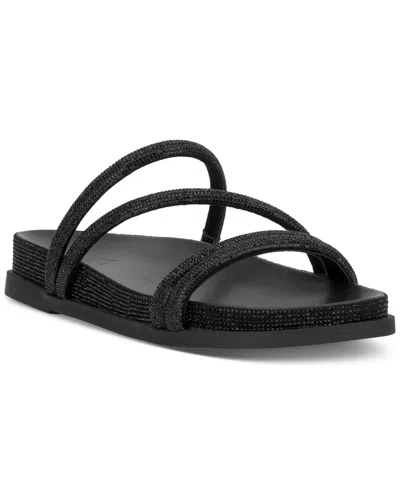 Inc International Concepts Women's Narah Pool Slides, Created For Macy's In Black Bling