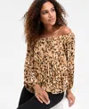 Inc International Concepts Women's Off-the-shoulder Pleated Blouse, Macy's Exclusive In Multi