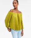 Inc International Concepts Women's Off-the-shoulder Pleated Blouse, Macy's Exclusive In Multi