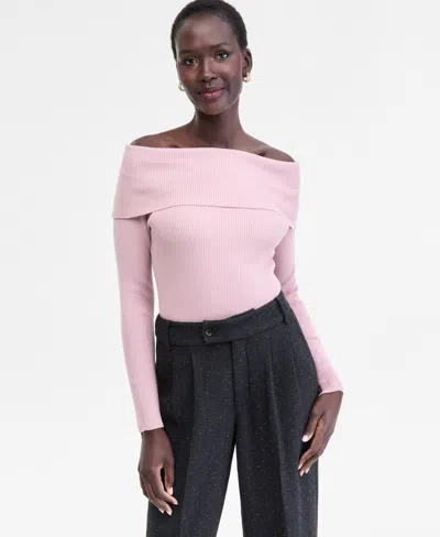 Inc International Concepts Women's Off-the-shoulder Sweater, Macy's Exclusive In Purple