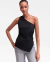 Inc International Concepts Women's One-shoulder Asymmetrical Cotton Tank Top, Macy's Exclusive In Black