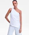 Inc International Concepts Women's One-shoulder Asymmetrical Cotton Tank Top, Macy's Exclusive In White