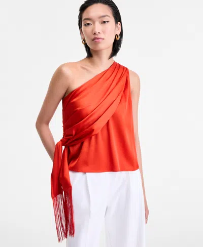 Inc International Concepts Women's One-shoulder Side-fringe Top, Exclusively At Macy's