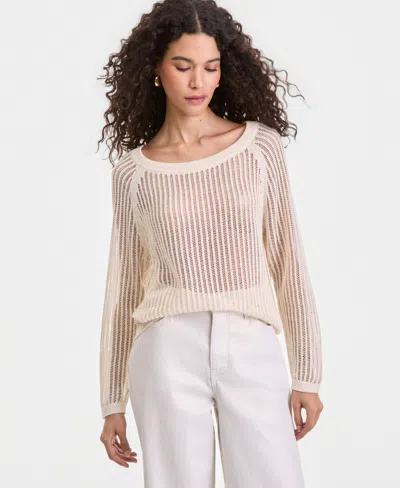 Inc International Concepts Women's Open Weave Boat-neck Sweater, Macy's Exclusive In Multi