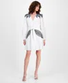 Inc International Concepts Women's Palm Embellished Long-sleeve Mini Dress, Macy's Exclusive In White