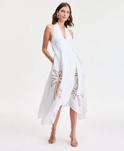 Inc International Concepts Women's Palm Eyelet Halter Dress, Exclusively At Macy's