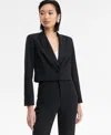 Inc International Concepts Women's Peak Lapel Cropped Blazer, Macy's Exclusive In Black