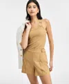 Inc International Concepts Women's High-rise Button-tab Shorts, Exclusively At Macy's In Brown