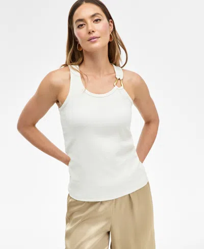 Inc International Concepts Women's Perfect Ribbed Hardware-trim Tank Top, Exclusively At Macy's In White