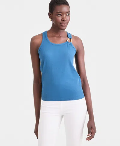 Inc International Concepts Women's Perfect Ribbed Hardware-trim Tank Top, Exclusively At Macy's In Blue