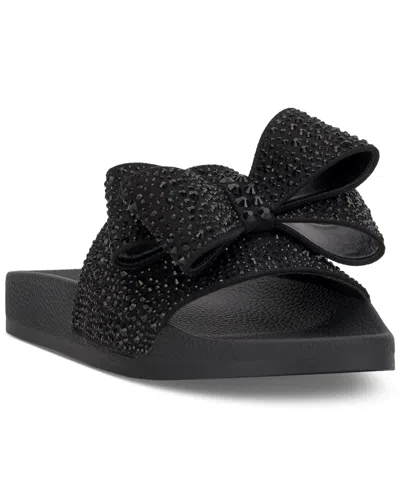 Inc International Concepts Women's Peymin Pool Slides, Created For Macy's In Black Bow