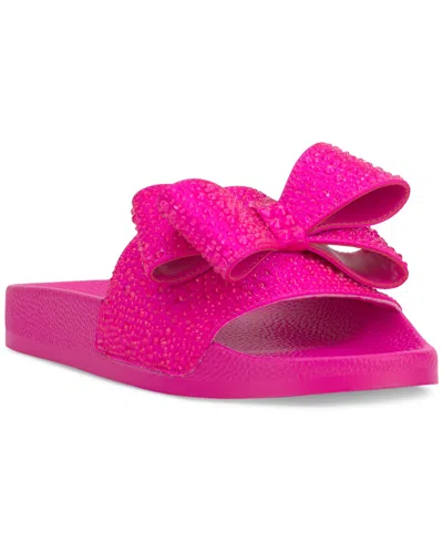 Inc International Concepts Women's Peymin Pool Slides, Created For Macy's In Fuchsia Bow