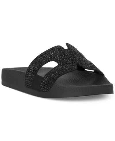Inc International Concepts Women's Pia Pool Slides, Created For Macy's In Black Bling