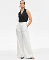 Inc International Concepts Women's Pinstriped Cuffed Wide-leg Pants, Exclusively At Macy's In Pinstripe