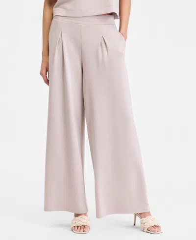 Inc International Concepts Women's Pleat-front Wide-leg Sweatpants In Neutral