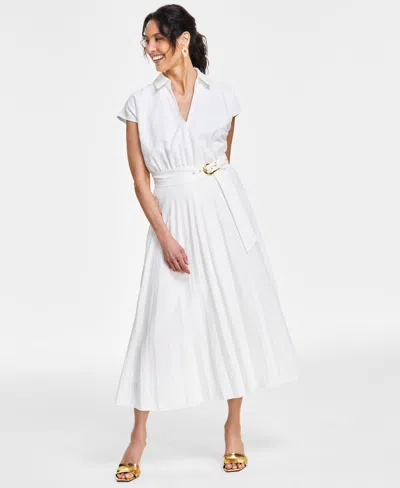 Inc International Concepts Women's Pleat Midi Dress, Created For Macy's In Washed White