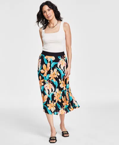Inc International Concepts Women's Pleated Floral-print Midi Skirt, Created For Macy's In Mila Garden A