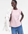 Inc International Concepts Women's Pleated-shoulder Cap-sleeve T-shirt, Macy's Exclusive In Purple