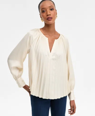 Inc International Concepts Women's Pleated V-neck Blouse, Macy's Exclusive