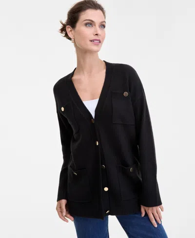 Inc International Concepts Women's Pocket Cardigan, Macy's Exclusive In Black